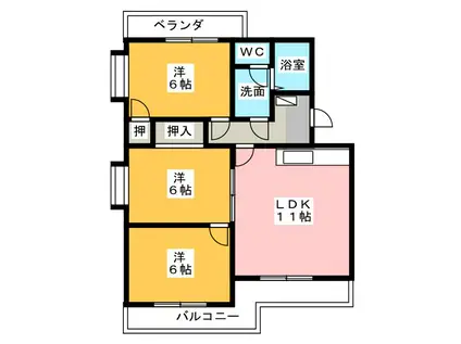 エクセルシオールII(3LDK/2階)の間取り写真