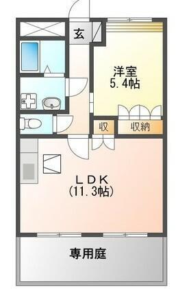カトレア(1LDK/1階)の間取り写真