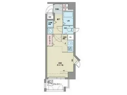 パルティール鶴舞(1K/9階)の間取り写真