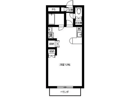 ユーロハイツ茶町(ワンルーム/2階)の間取り写真