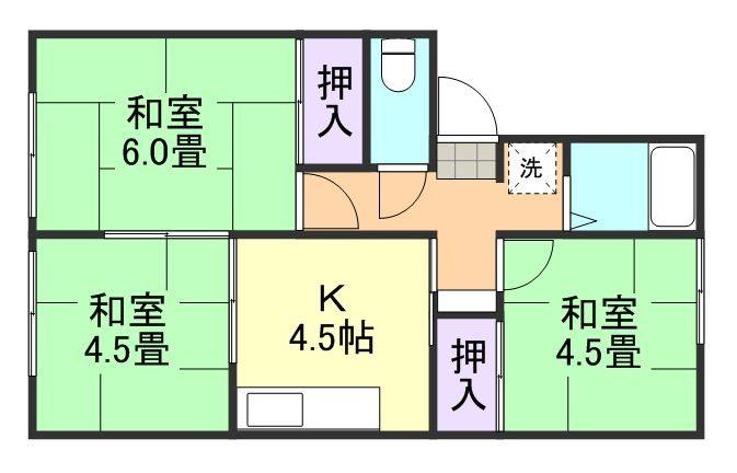 メゾンせとうちA棟(3K/1階)の間取り写真
