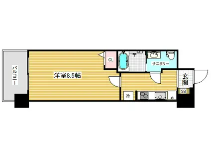 アドバンス三宮Ⅴソレイユ(1K/2階)の間取り写真