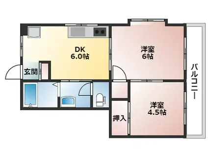 メゾン向陽(2DK/2階)の間取り写真