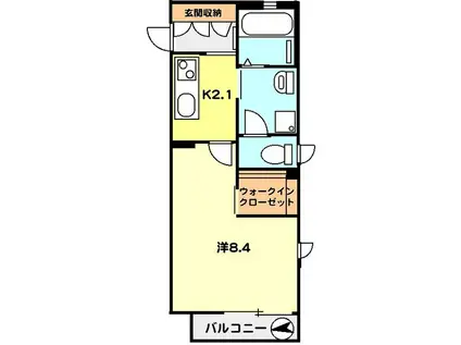 グラシューズN(1K/1階)の間取り写真