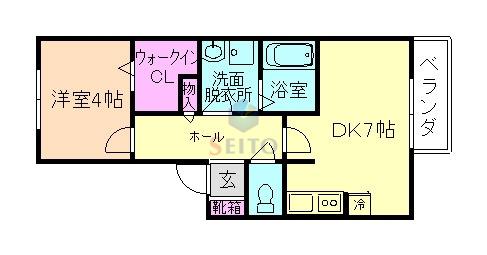 長興寺コーポ(1DK/2階)の間取り写真