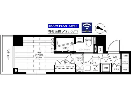 グランドコンシェルジュ大森本町IIAC(1K/4階)の間取り写真