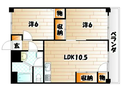 ガーデンコート井堀(2LDK/8階)の間取り写真