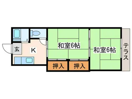 コーポ朝日(2K/1階)の間取り写真