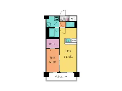 ネクステージ三萩野プレミアム(1LDK/4階)の間取り写真