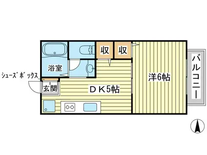 ラポール弐番館(1DK/1階)の間取り写真