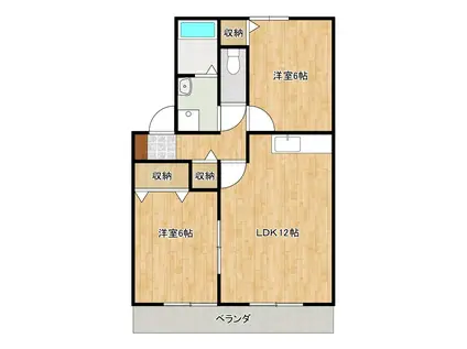 ユニヴェール(2LDK/2階)の間取り写真