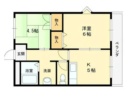 バウハウス(2K/4階)の間取り写真