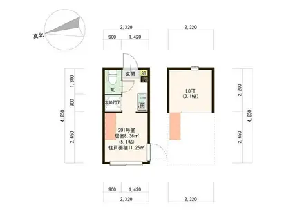 ラ メゾン ミール(ワンルーム/2階)の間取り写真