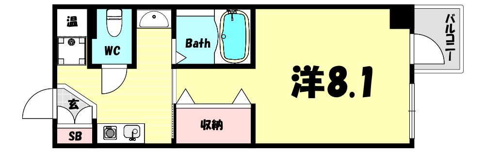 ハーヴィス神戸(1K/3階)の間取り写真