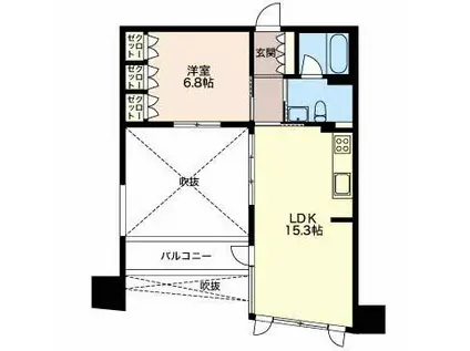 エスティメゾン葵(1LDK/6階)の間取り写真