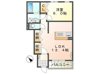 フェリーチェK・S・K(1LDK/1階)の間取り写真