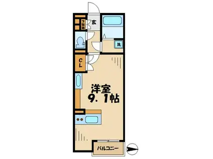 ミランダサンシャインMI(1K/1階)の間取り写真