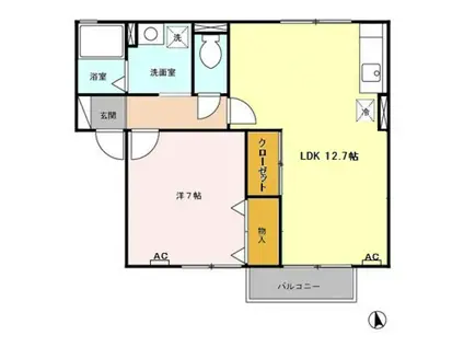 便船塚ハイツA(1LDK/2階)の間取り写真