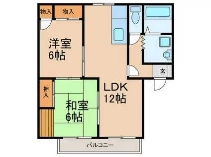 カンフォート東合川(2LDK/1階)の間取り写真
