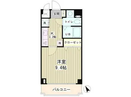 ラフィネ築地(1K/2階)の間取り写真