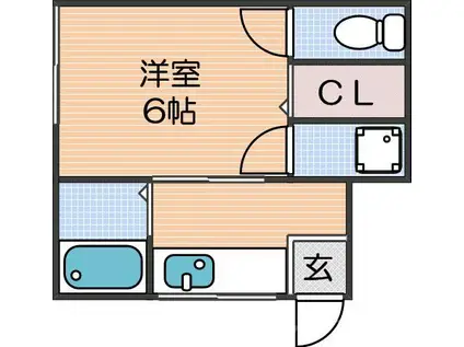 野田文化西棟(1K/1階)の間取り写真