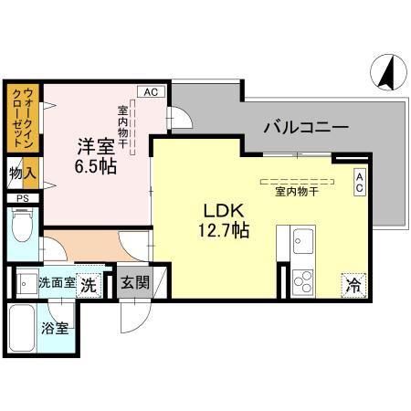 TORISIAS ゆいの杜6丁目 C棟(1LDK/2階)の間取り写真