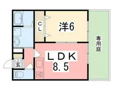 フレンドリー中島(1LDK/2階)の間取り写真
