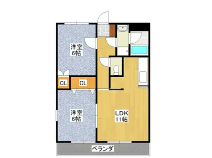 シャト―リーブ21(2LDK/1階)の間取り写真