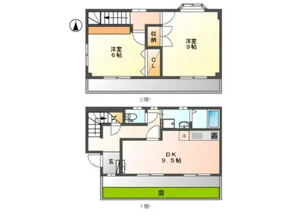 パールハイム(2DK/1階)の間取り写真