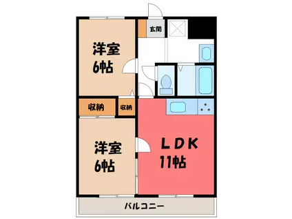 アーバン鈴木(2LDK/1階)の間取り写真