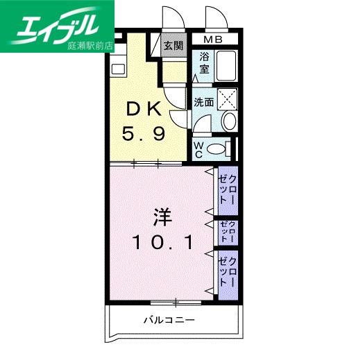 レジデンス辻が花 II(1DK/3階)の間取り写真