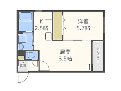 POLARISIII(1LDK/1階)の間取り写真