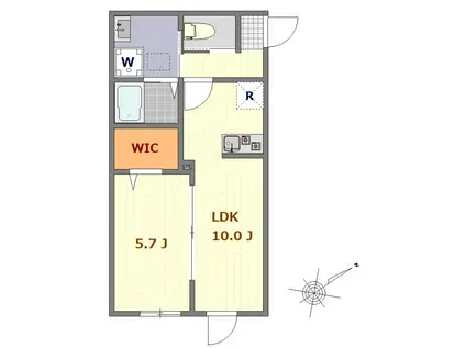 マーレ氷川台(1LDK/1階)の間取り写真