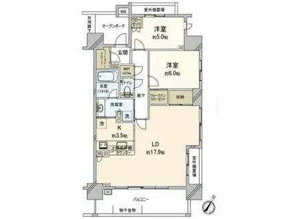 プラウド宮原マークス(2LDK/7階)の間取り写真