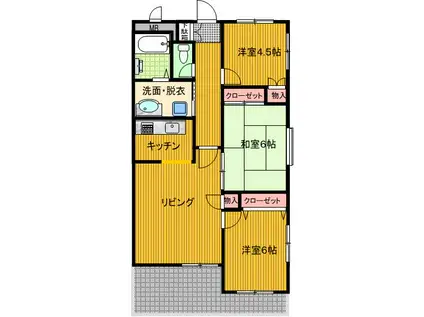 ルッソ渡辺(3LDK/2階)の間取り写真