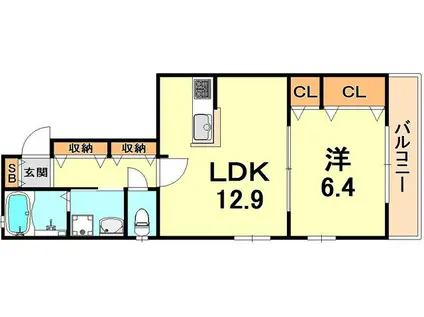 グリーンハイム城の下(1LDK/2階)の間取り写真