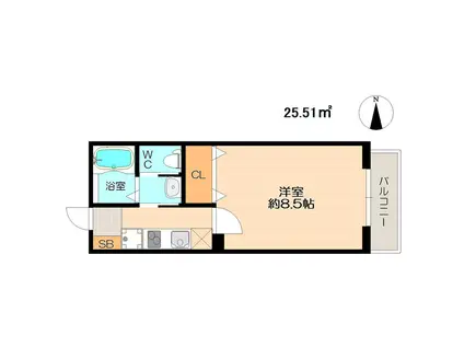 パティオスクエア新松戸A(1K/1階)の間取り写真