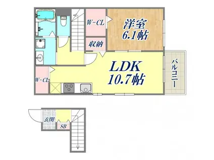 パナウィル(1LDK/2階)の間取り写真