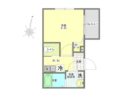 MELDIA相武台下(1K/3階)の間取り写真