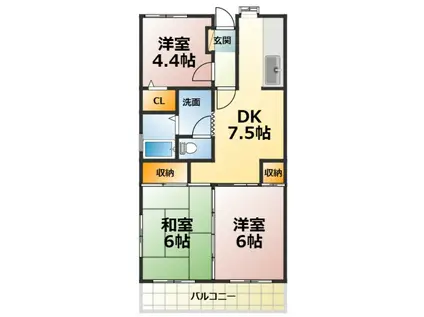 メゾンベール(3DK/4階)の間取り写真