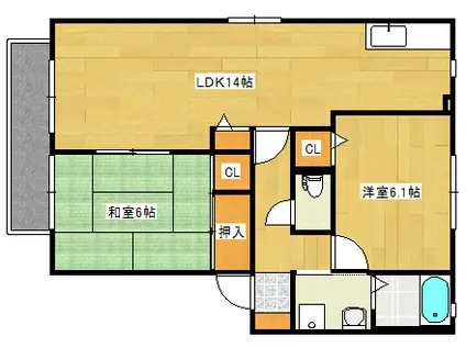 シャルマン高須B棟(2LDK/2階)の間取り写真