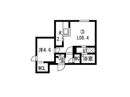 ルクレールアサブ(1LDK/2階)の間取り写真