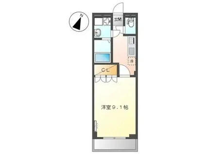 プランドールII(1K/2階)の間取り写真