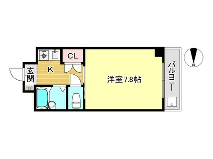 グレーシャス23(1K/4階)の間取り写真