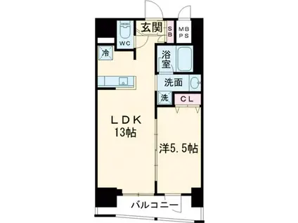 ワコーレ神戸三宮マスターズレジデンス(1LDK/2階)の間取り写真