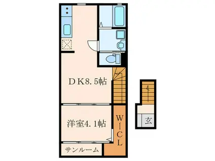 CALME CRIQUE戸畑駅西ウエスト棟(1DK/2階)の間取り写真