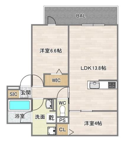 クラシスト苅田ウエスト(2LDK/1階)の間取り写真