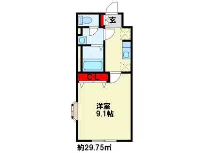 グリーンヒルズ(1K/1階)の間取り写真