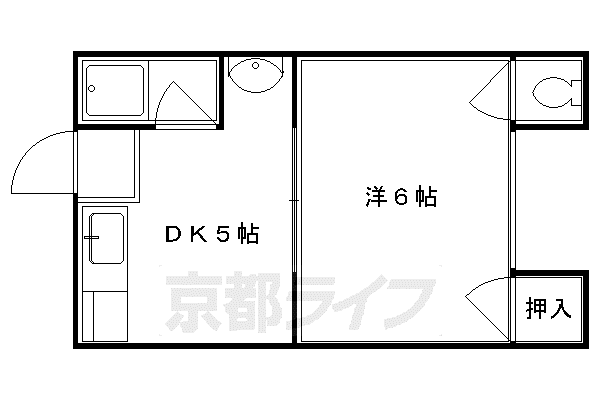 東丸太町マンション(1DK/3階)の間取り写真