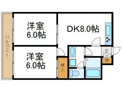 江藤マンション(2DK/3階)の間取り写真